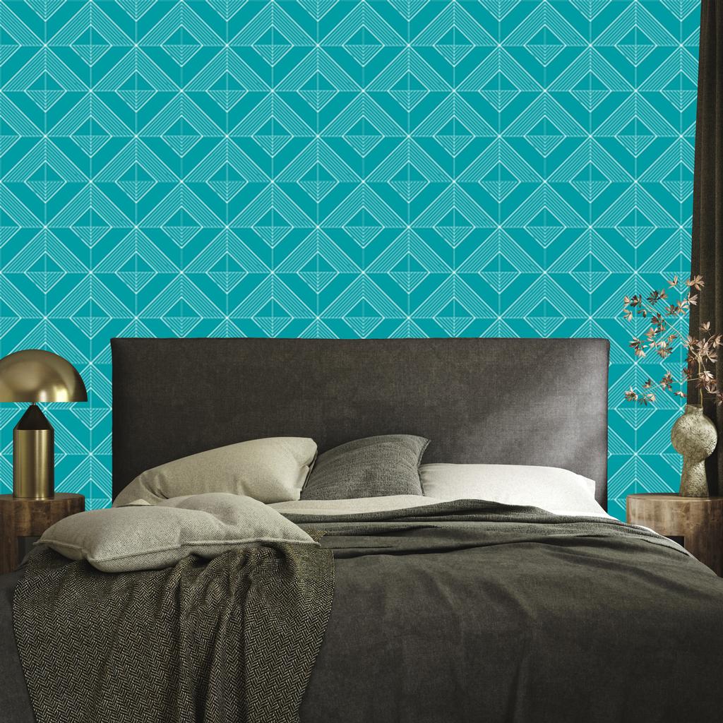 Geometric Rhombus Turquoise Wallpaper, Turquoise Background 50x1000