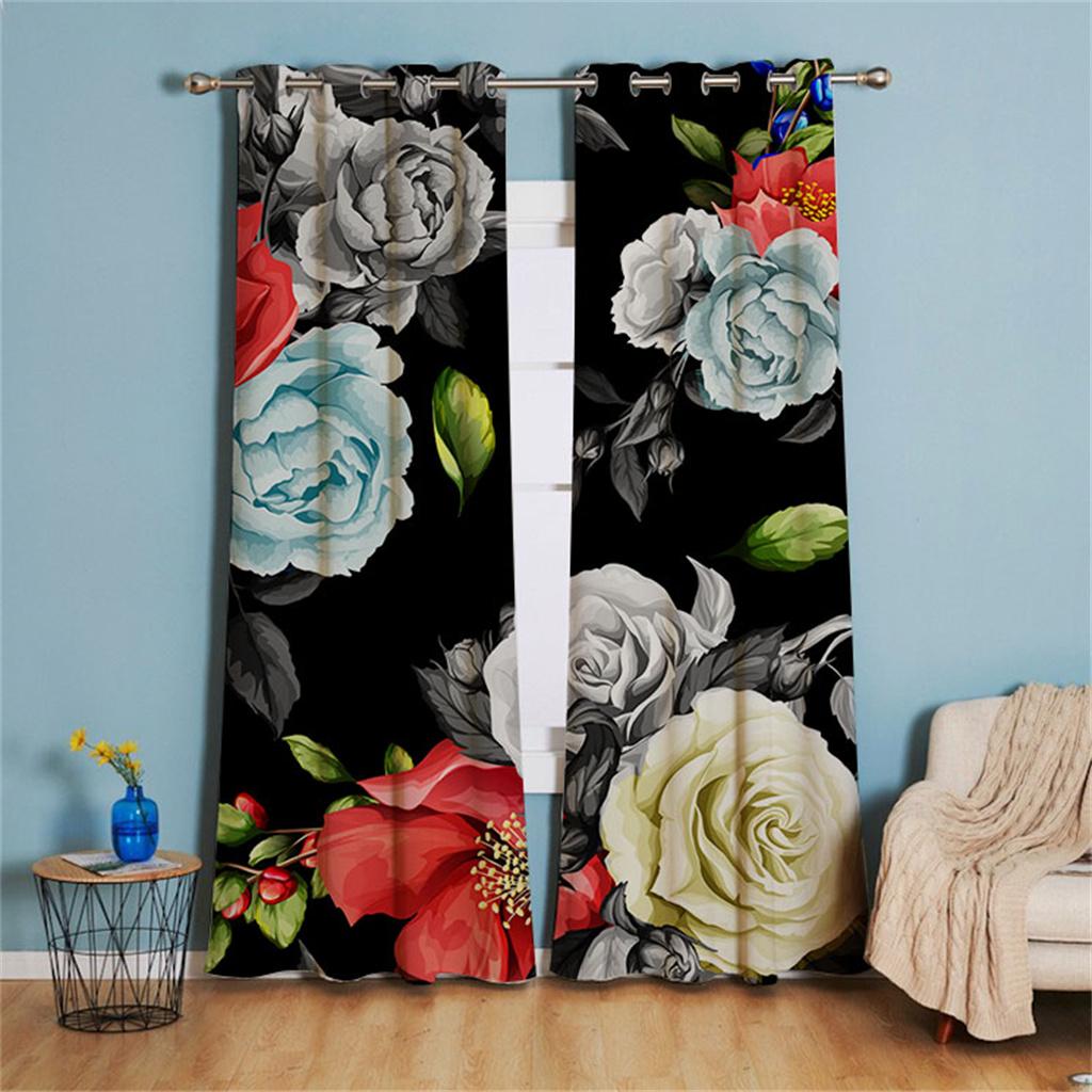 

Кокосовая пальма Розовый Цветок Зеленый Лист Оконные Шторы в Детской Спальне Гостиной Холле Декор Кухни Шторы Жалюзи W50 X H130(CM)X2&Grommet Top