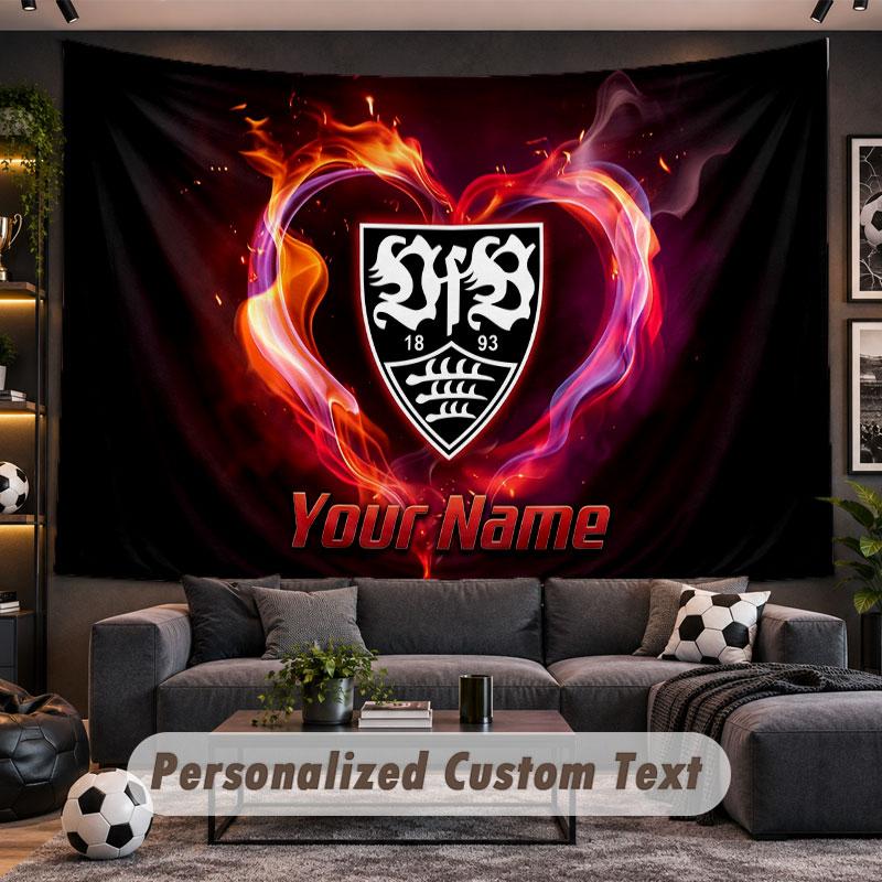 Wall Hanging Tapestry Custom NameVfB Stuttgart FC Pattern Personalized Printed Fabric Wall Decor