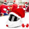 Christmas Motorcycle Headgear Cover & Gloves Plush Protective Santa Claus Motorcycle Helmet Cover Helmet Accessories