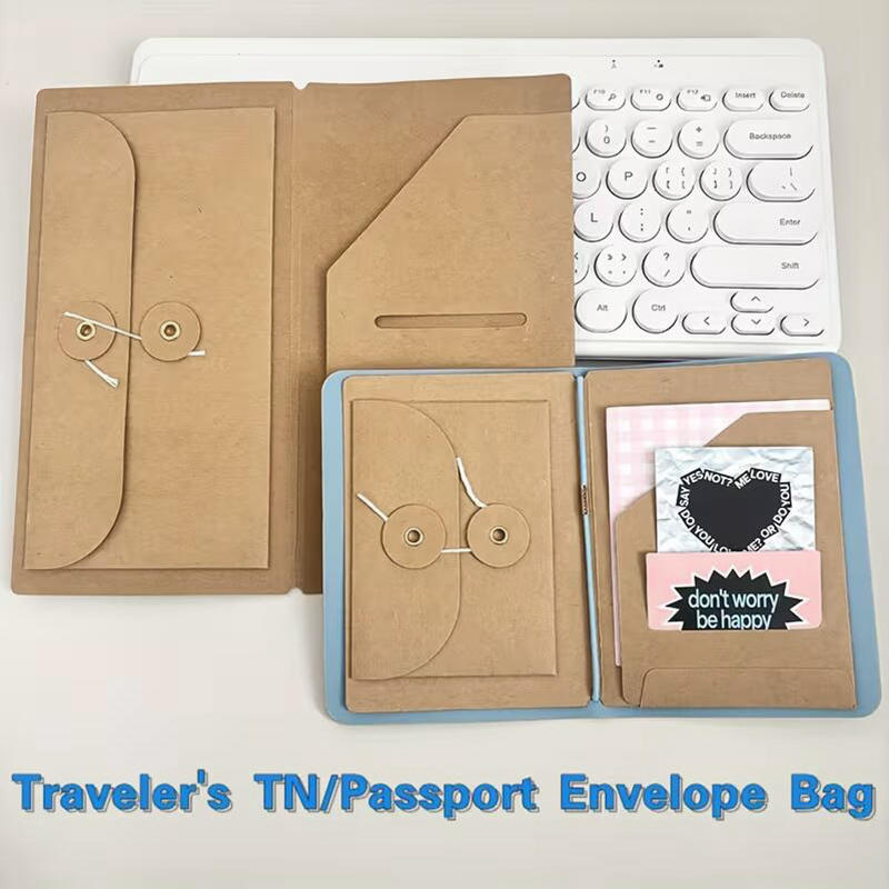 Carpeta de Archivo de Papel Kraft para Diarios de Viaje Recargables, Tamaño Portátil Estándar de Pasaporte Organizador de Tarjetas de Recarga Kraft