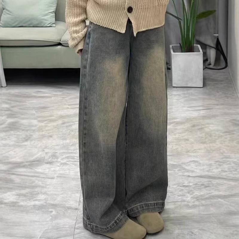 

American Vintage High-Waist Wide-Leg Jeans for Petite Women Large