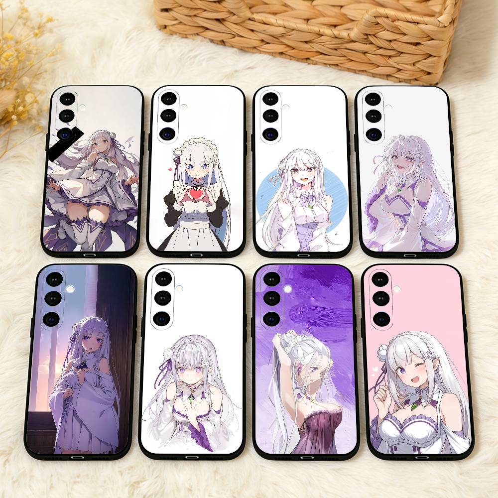 Re Zero Rem Emilia  Phone Case For Samsung  A73,A21s,A22,A31,A32,A52,A53,A71,A80,Soft Black Shell