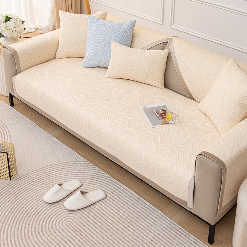 Nordic Simple Ice Silk Sofa Cushion Leather Four-Season Universal Non-Slip Sofa Cover High-Grade Seat Cushion Backrest Towel Cover Cloth