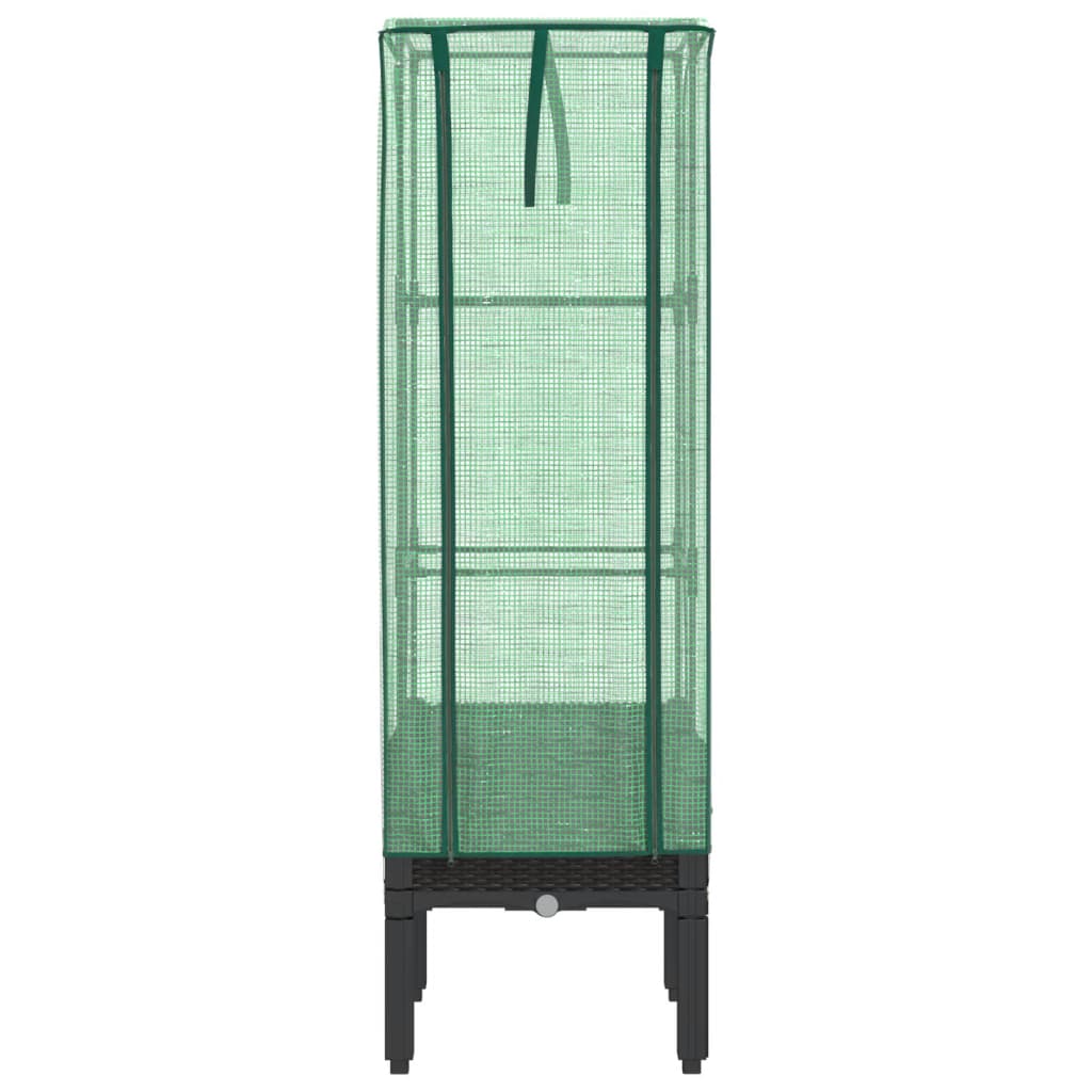 Vidaxl Raised Planter with Greenhouse, Rattan Look, 40X40X140 Cm
