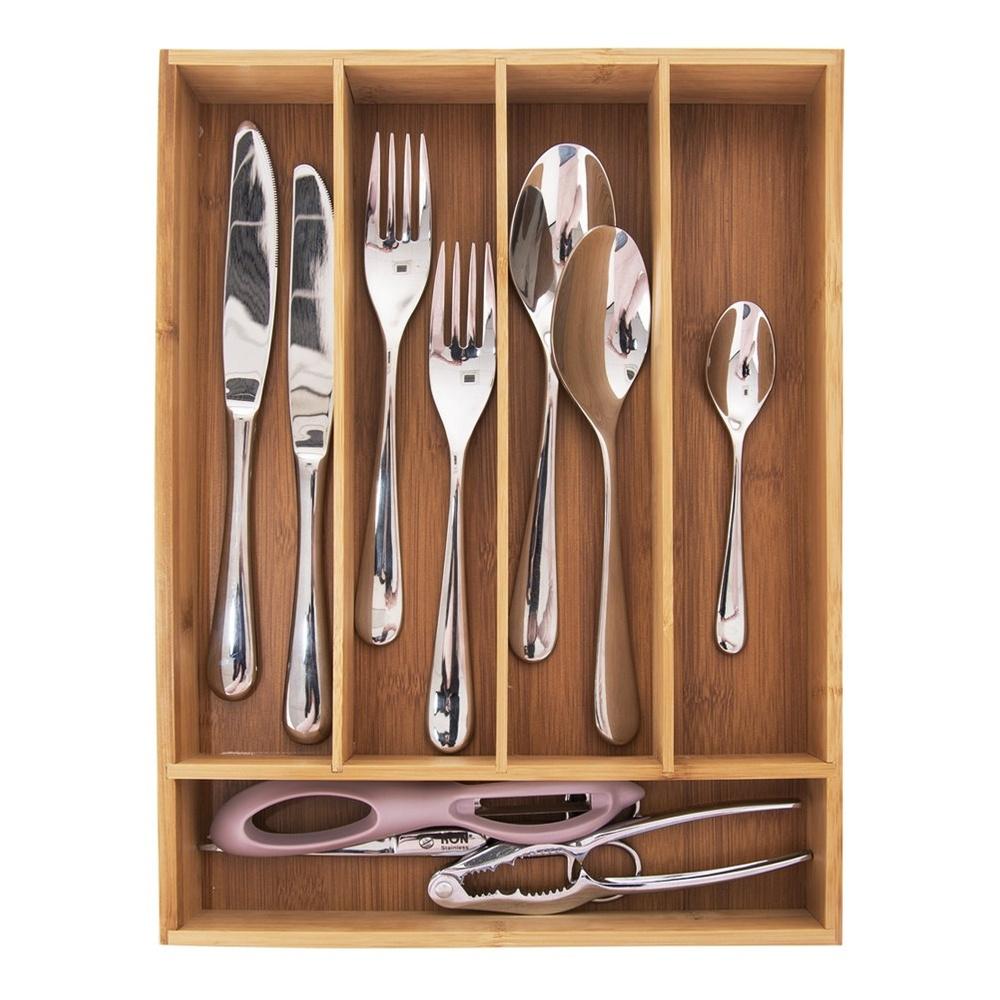 Bamboo cutlery drawer insert 35x26 cm