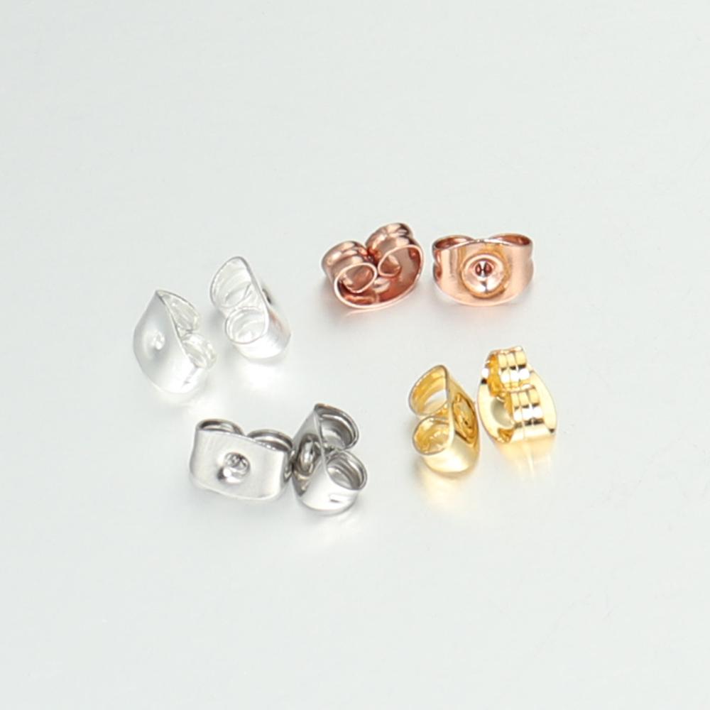 Semitree 100Pcs Stainless Steel Rose Gold Earring Back Earrings Stopper DIY Earring Findings for Handmade Crafts Jewelry Making
