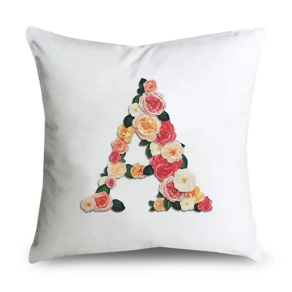 Pillow Home Decor Chair Pillowcase Wedding Decoration Cushion Cover Pink Flower Letter Sofa Car