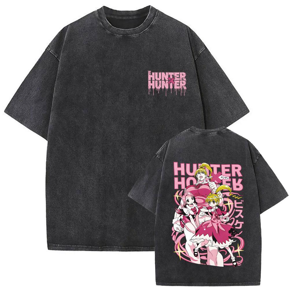 Anime Hunter X Hunter Vintage Washed Tshirt Phantom Troupe Spider Chrollo Lucilfer Merch T Shirt Men Women Manga Retro Tshirts