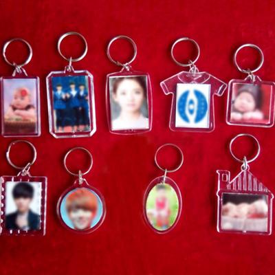 Creative Transparent Round Unisex Blank Keychain DIY Insert Photo Acrylic Women Men Keyring Picture Frame Rectangle