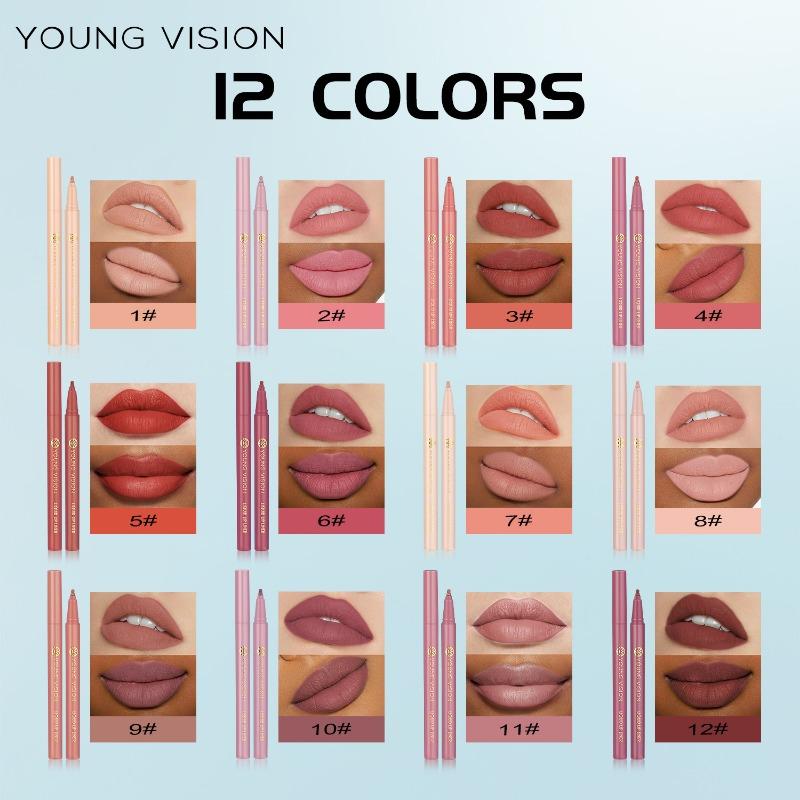 YOUNG VISION Matte Liquid Lip Liner Sponge Gourd Head Matte Nude Waterproof Lip Glaze Lippenstiftstift
