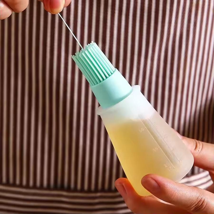 1/2/3 stk Bærbar oljeflaske med silikonpensel Grilloljepensler Kjøkken Bakverk Biff Baking Husholdningsoljekrukke Verktøy