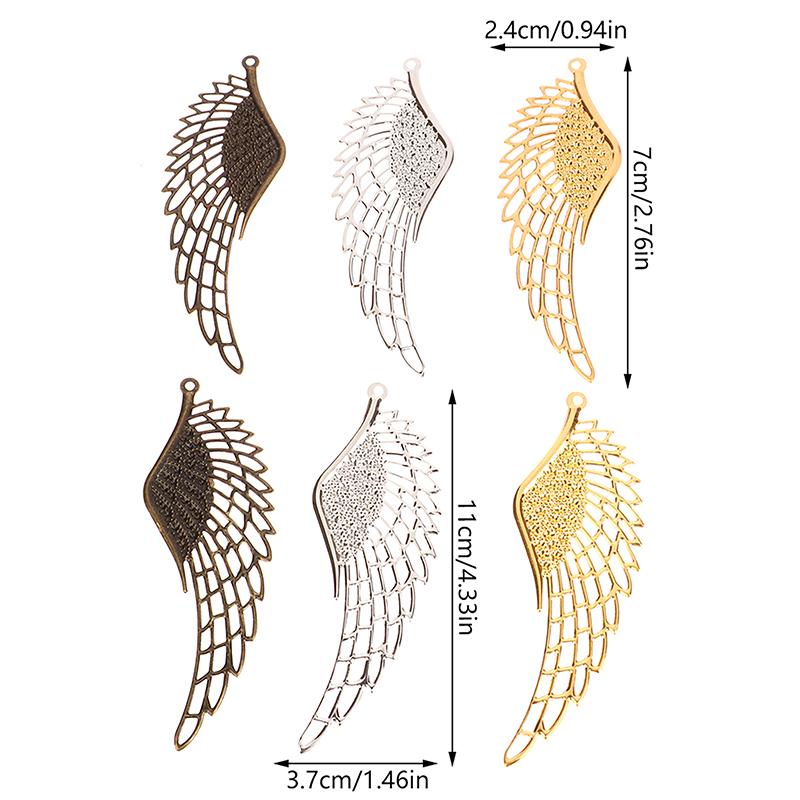 10Pcs Gold Color/Silver/Bronze Filigree Wraps Angel Wings Pendant Metal Crafts For Diy Headwear Jewelry Making Accessories