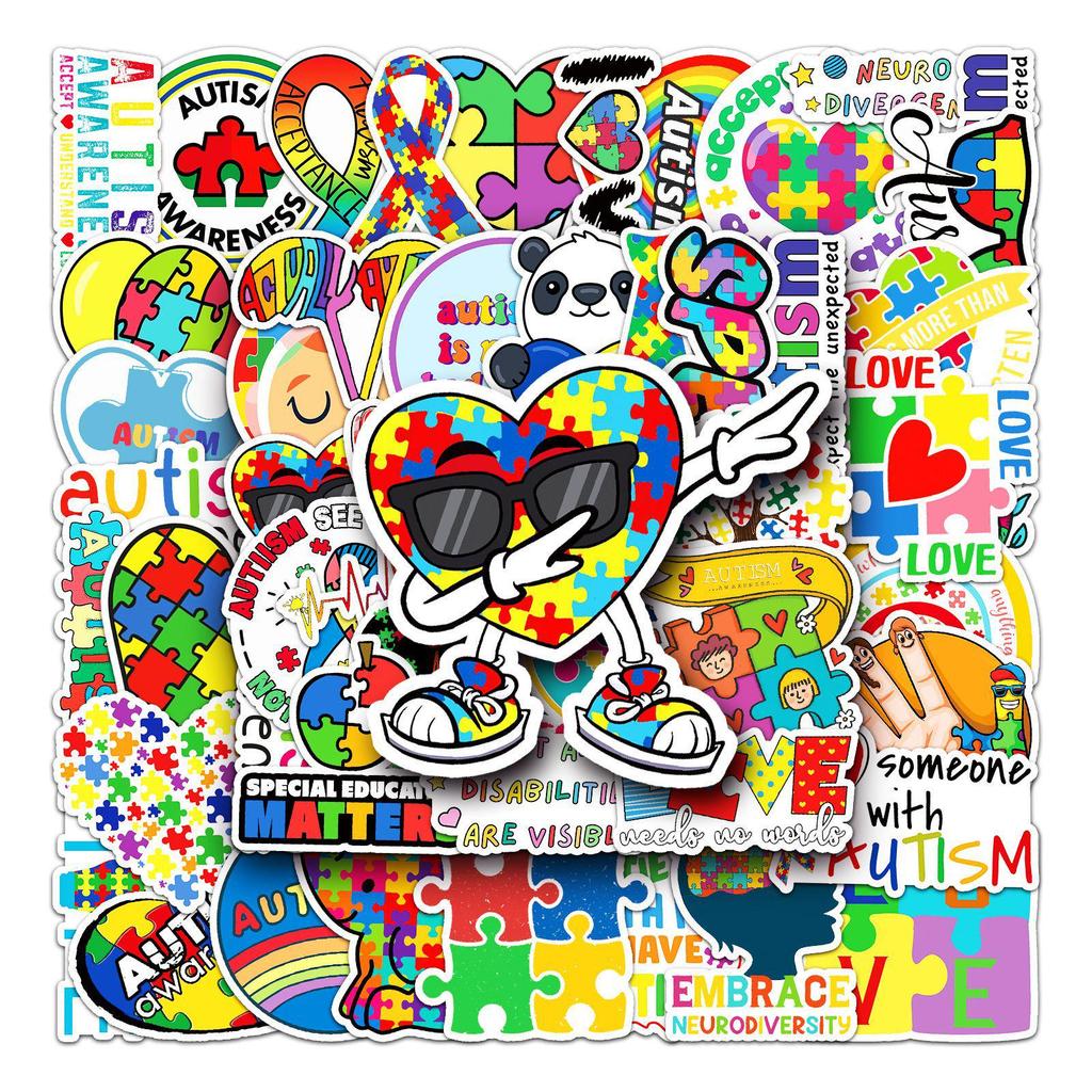 50 Autism Care Stickers: Personalized Trendy Graffiti for Laptops and Cars