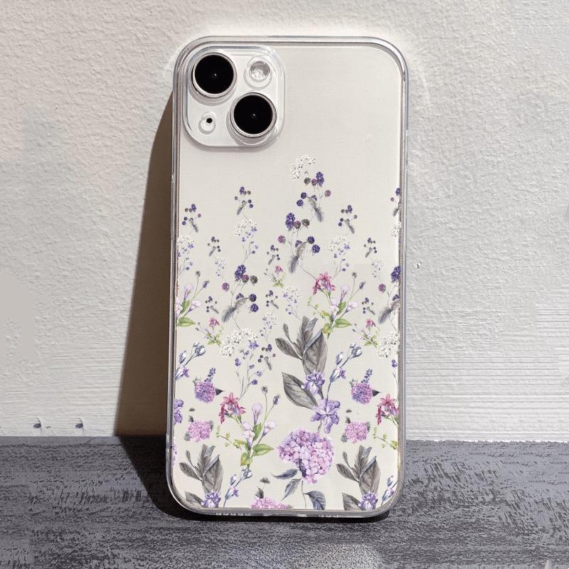 

1Pc Purple Floral Pattern Transparent Fine-Hole Phone Case, Suitable for iPhone 17, 16, 15, Plus, Pro, Max Series Phones - Ideal for Gifting iPhone 16 Pro Max чистий