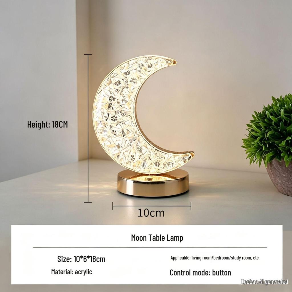 Star & Moon Desk Lamp: Rechargeable Night Light, Bedroom & Dining Decor