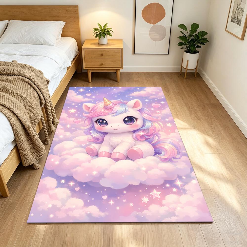 Moonlit Unicorn In Enchanted Forest Non-Slip Home Carpet Design for Office Decor Living Room Bedroom Gift