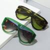 SHAUNA Gafas de Sol de Piloto Oversize de Moda para Mujer Retro de Una Sola Pieza Tonos Rojos Verdes UV400 para Hombre Gafas de Sol Degradadas