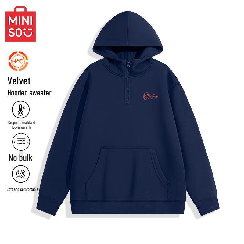 MINISO Men's Fleece-Lined Hooded Sweatshirt