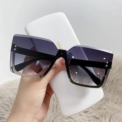 Klassische randlose quadratische Sonnenbrille Damen Herren Designer Marke Sonnenbrillen Weiblich Männlich Persönlichkeit Farbverlauf Spiegel Oculos De Sol