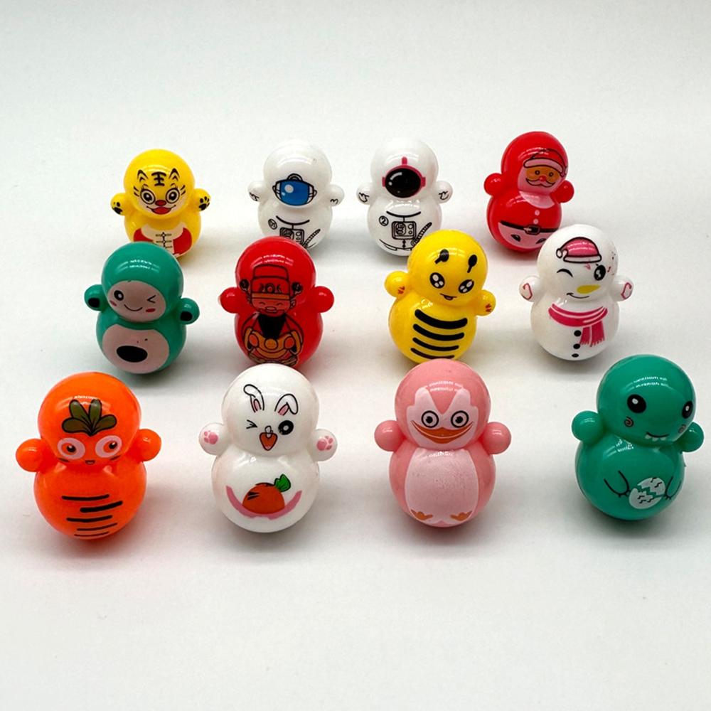 12PCS for Boys Girls Mini Tumbler Toy Desktop Animal Self Righting Doll Tumbler Toys Funny Classroom Rewards Party Favors