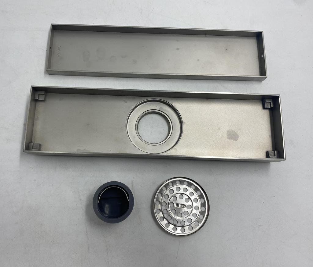 Classic Brushed Surface Rectangle Stainless Steel 304 Concealed Floor Drain Bathroom Use 8*30 CM
