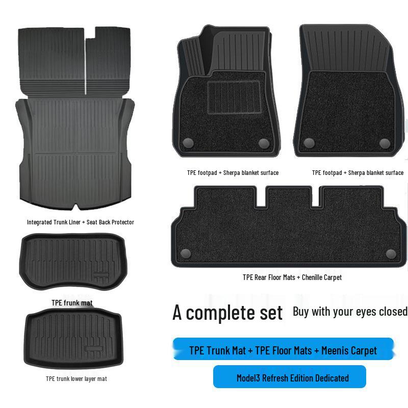 Custom TPE Floor and Trunk Mats for Tesla Model 3 & Y