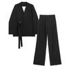 Women's Spring & Autumn Loose Fit Blazer and Wide-Leg Pants Set