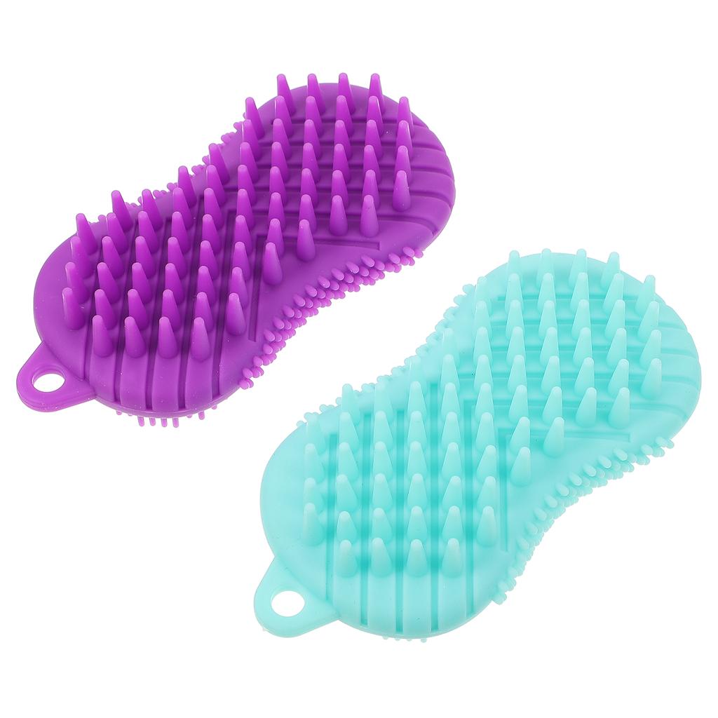 2pcs Body Shower Brushes Hair Brushes Comfortable Silicon Bath Massage