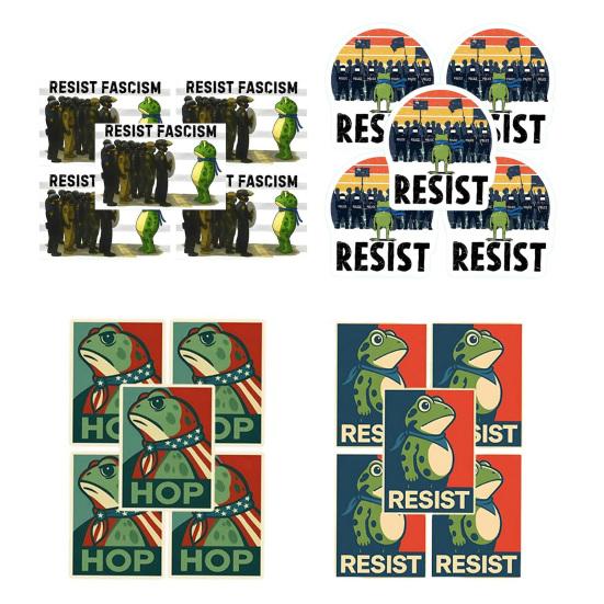 Portland Frog Protester Sticker Set Waterproof Vinyl Bumper Stickers Portland Rage Resistance Humor Frogs