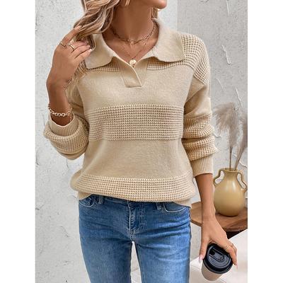 Autumn Knitted Sweater Long Sleeve Turn-down Collar Solid Color Women's Pure Color Sweater New
