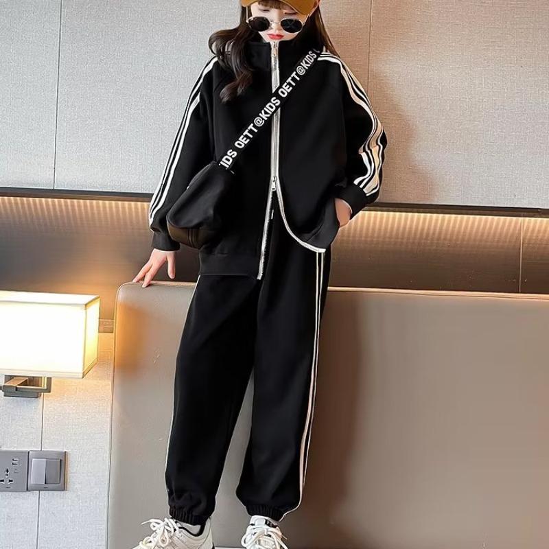 

Стильный костюм-двойка весна/осень 2024 для мальчиков и девочек: Модная одежда для отдыха для детей 140 чёрный