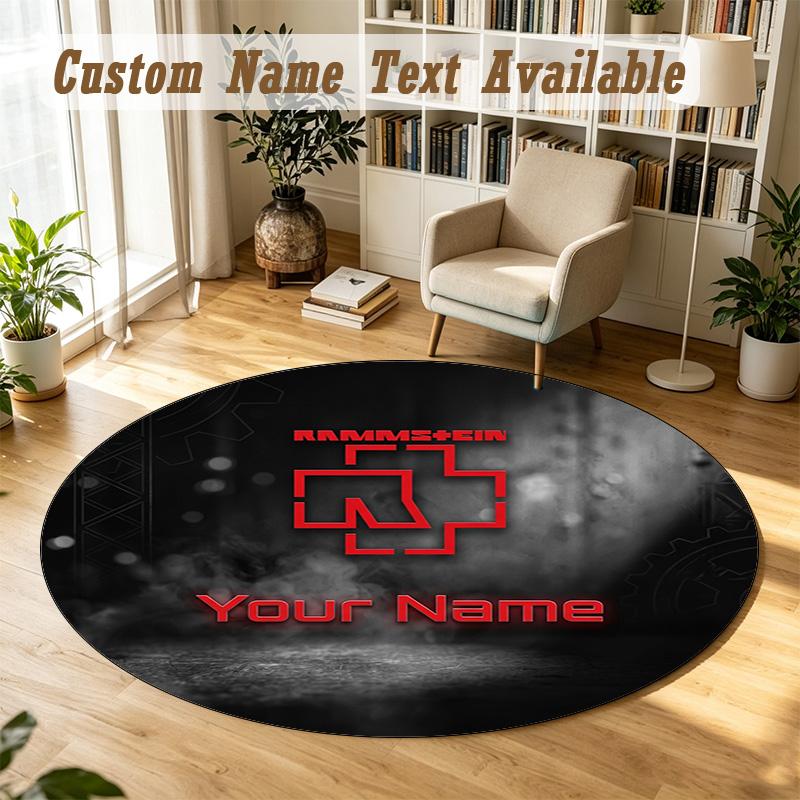 Round Rug Custom NameRammstein Pattern Non Slip Carpet Home Floor Decor