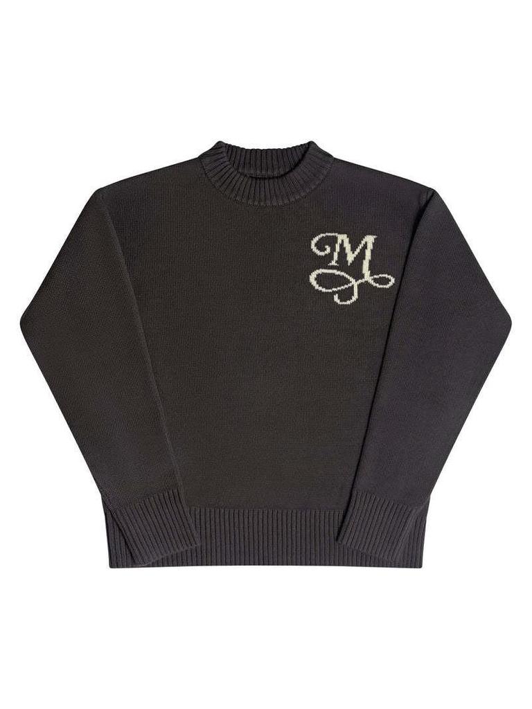 Unisex High-Quality Round Neck Knit Sweater with Letter Design
