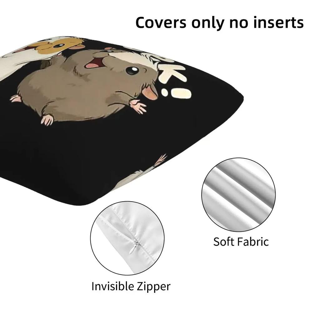 Happy Guinea Pig 2 Pcs Square Pillowcase Pillow Cover Cushion Zip Decorative Comfort Throw Pillow For Home Sofa