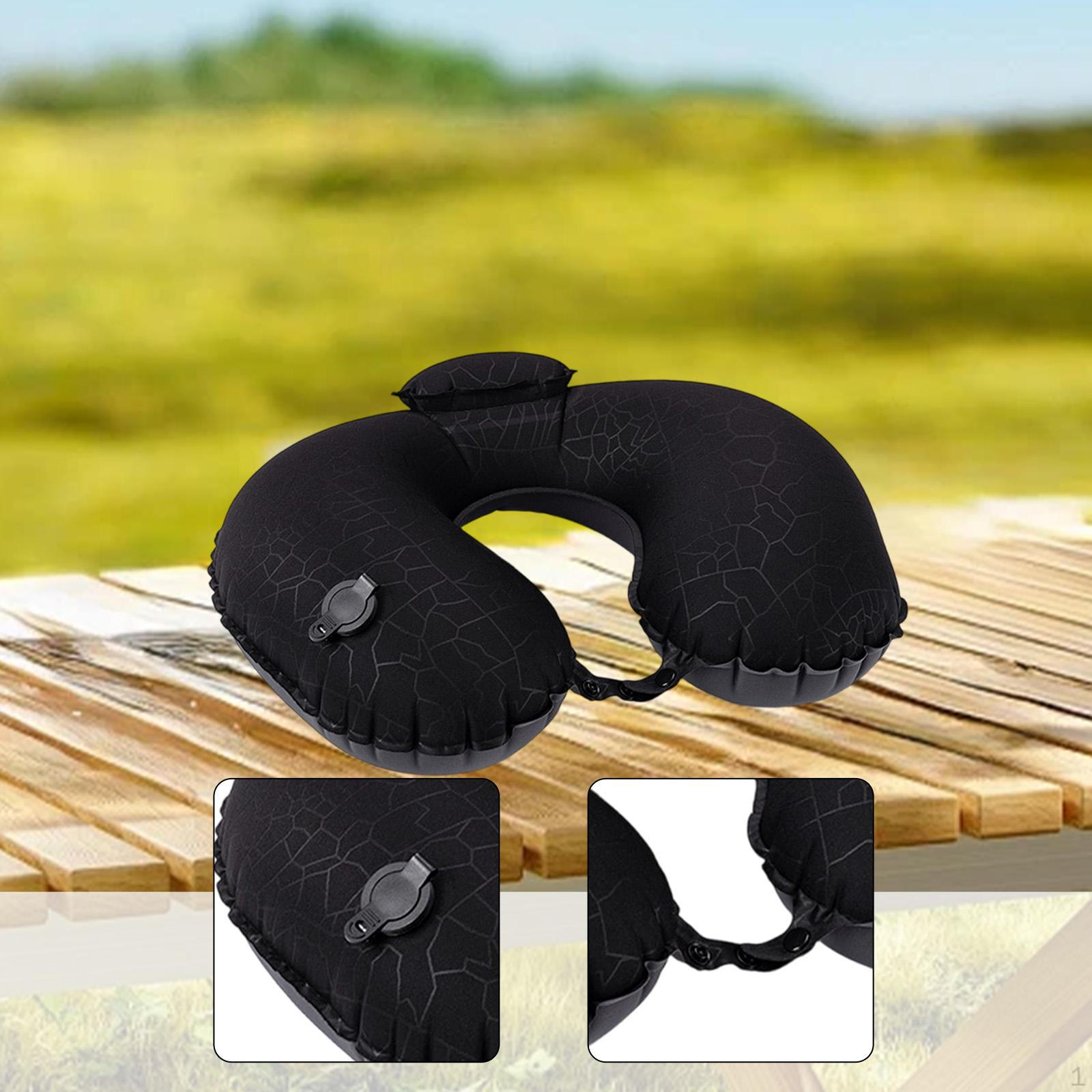 

Надувная подушка для кемпинга, для путешествий по воздуху, компактная, эргономичная, компрессионная, с поддержкой шеи для сна чёрный