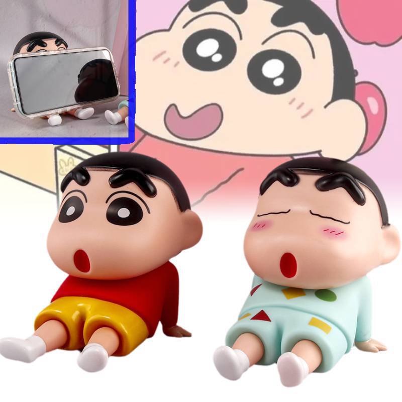 Crayon Chan Shin Phone Holder Toy Figurine Sitting Desk Decor Kids Gift Anime