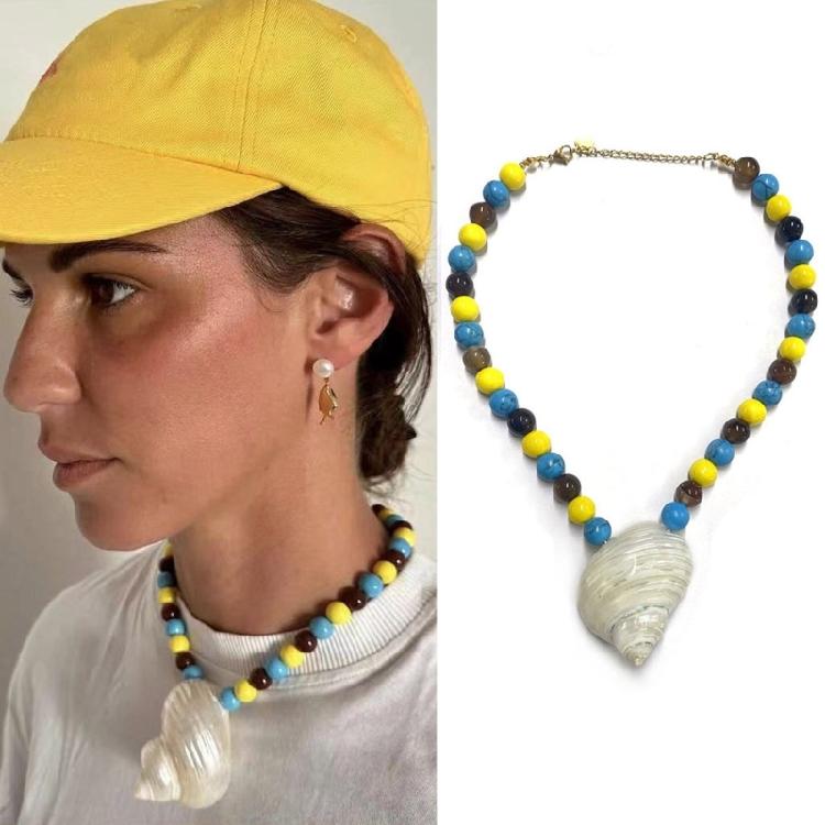 Handcrafted Conch Shell Necklace Pearls Details Versatile Earrings Jewelry For Casual Or Formal