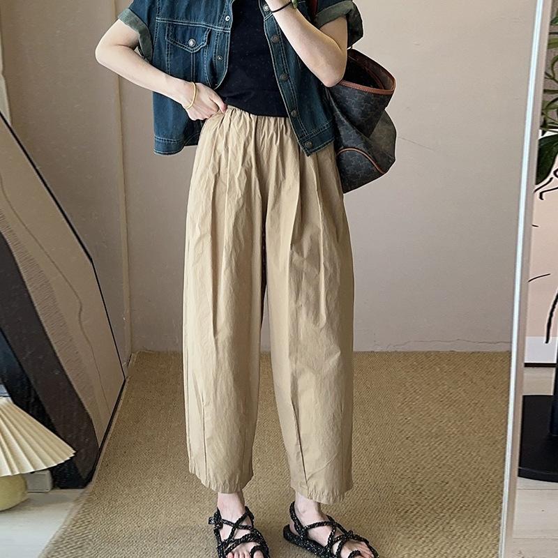 

Спортивные брюки для женщин на лето Новые Брюки с высокой талией, узкие, свободные, повседневные, Тонкие, ленивые, длиной девять точек, Шаровары-морковки XXL