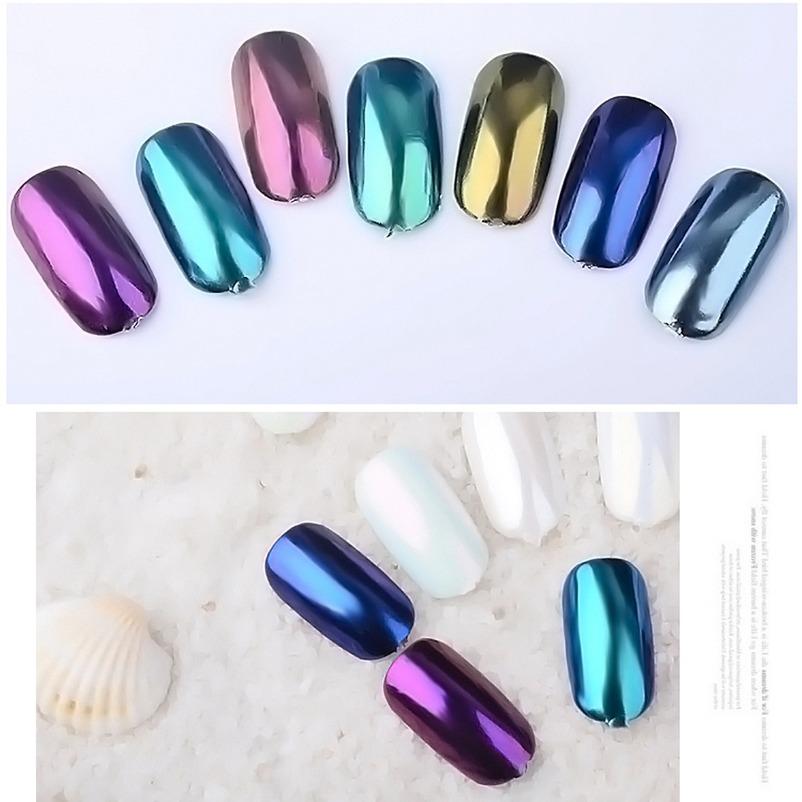 Mermaid Powder Nail Art Glitter Shimmer Mirror Pigment Aurora Pearl Dust Dip Chrome Nails Manicure DIY Set Decoration