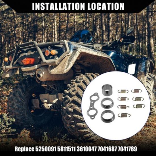 Exhaust Muffler Pipe Manifold Gasket Spring Rebuild Kit FOUR for Polaris