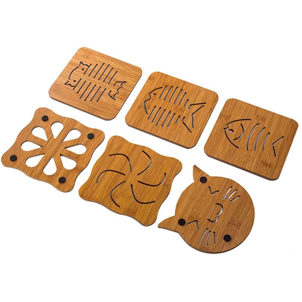 Wooden Potholder Table Mat Dishes pot bowl teapot hot Pot Hollow Holders Set For Hot