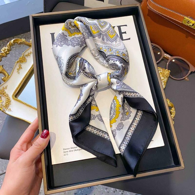 70cm Square Silk-Like Scarf Women Lightweight Fashion Accessory Office Chic Neck Wrap Stylish Print Design