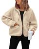 Damen Fleecejacke, Herbst Winter Lässiger Sweatshirt Mantel, Sportliche Lockere Warme Oberbekleidung