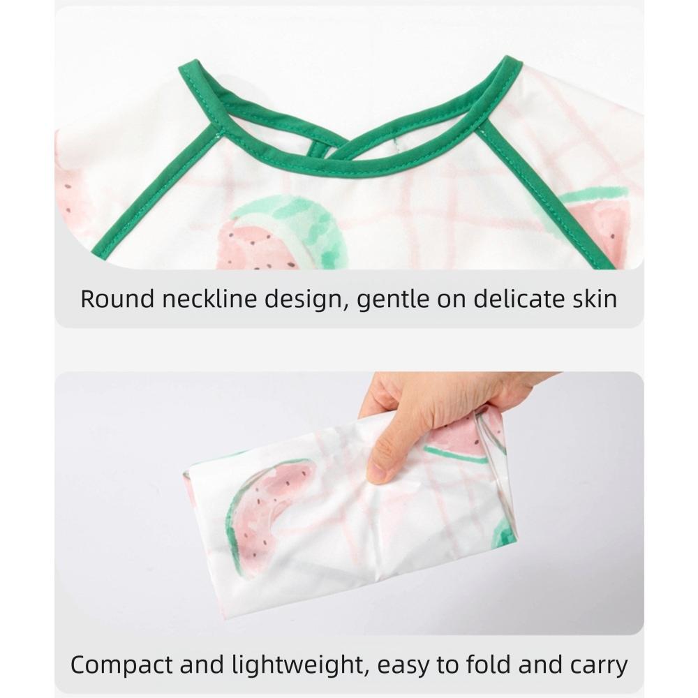 Cartoon Print Baby Bibs Oil Proof Drawing Apron Simple Feeding Bib  for 0-3 Years