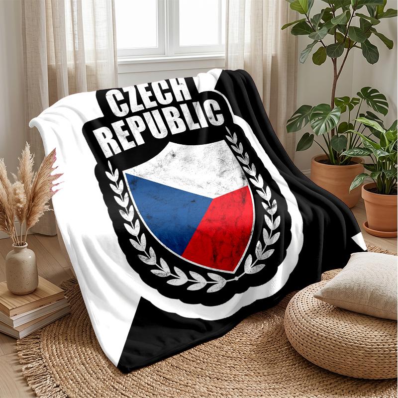 Czech Republi Football Printed Flannel Blanket Skin Friendly Warm Decorative Throw for Indoor Couch Bed Daily Use