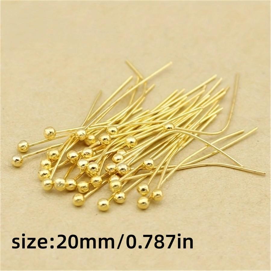 

100 шт./лот Шариковые булавки Посеребренные Позолоченные Булавки с головкой для нанизывания бусин Изготовление ювелирных изделий Сделай сам Ремесло Ручная работа Аксессуары 20mm-100Pcs золотой