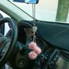 Rearview Mirror Bling  Car Charm Pink Plush ball Car Hanging Ornaments Car Crystal Pendant