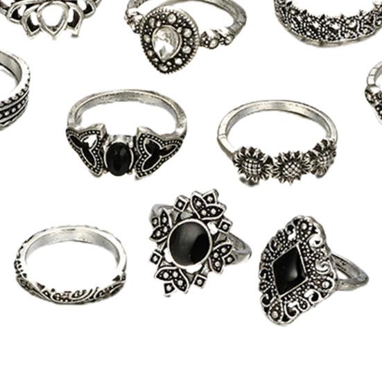 Comfortable Opening Ring Rhinestone Inlay Alloy Stackable