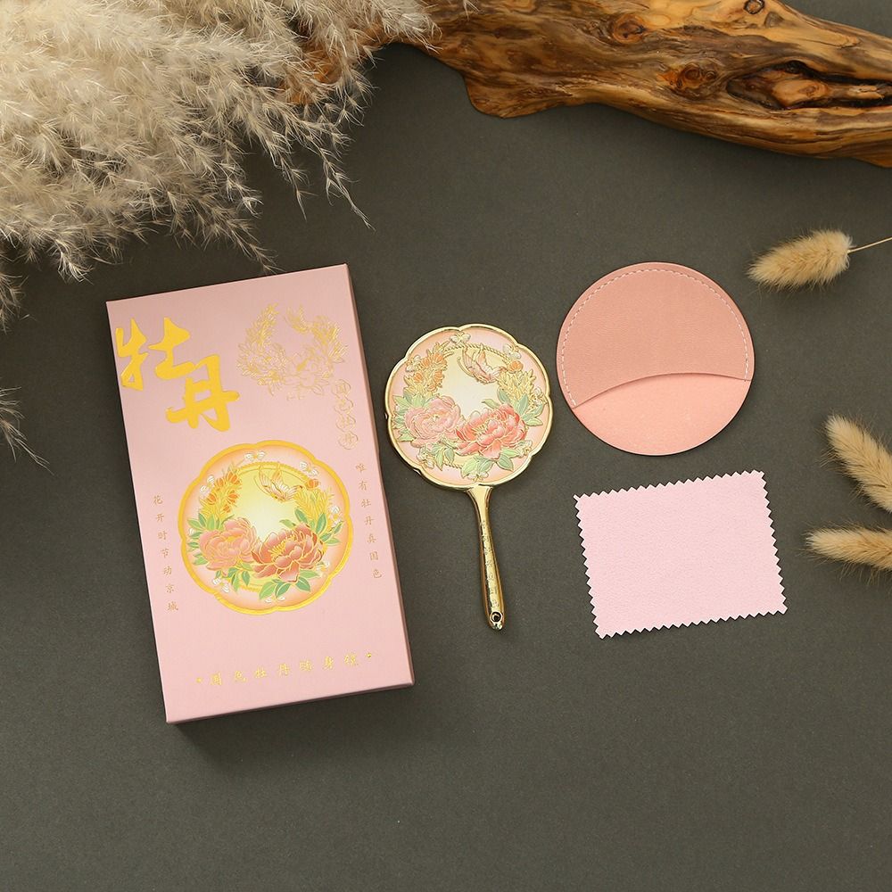 Vintage Flower Handheld Mirror Peony Vanity Mirror Beauty Pocket Make-up Mirror  Gift
